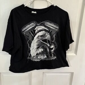 Vintage Biker Cropped Tshirt Women's Large Anvil